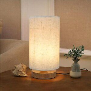 small bedside table lamp fabric shade warm light for bedroom living room office